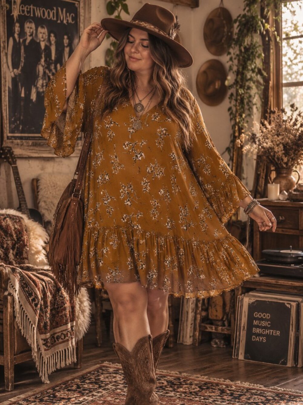 Entro Floral Boho Tunic Dress